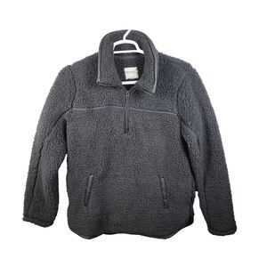 Abercrombie Sherpa Jacket Womens Large Soft Gray Quarter Zip Pullover RN 75654